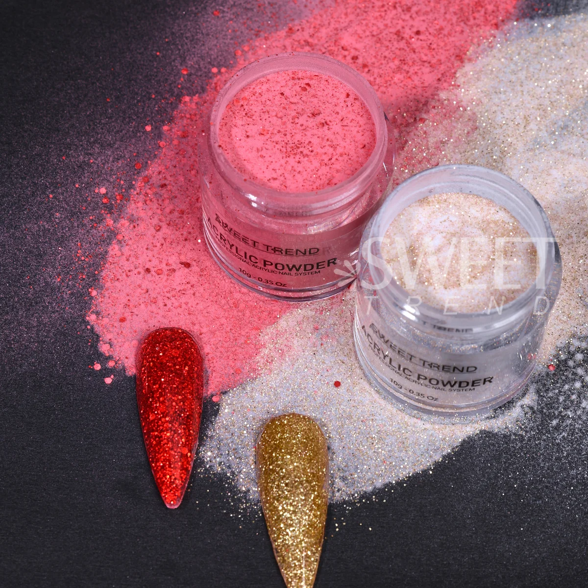 Polvo acrílico para uñas de Color navideño, 6 uds., verde, rojo, cristal dorado brillante tallado, lentejuelas de construcción, extensión de manicura, polvo de inmersión