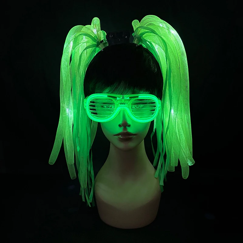 เครื่องประดับผมสีชมพูแบบถักเปียพร้อมแว่นตา ที่คาดผมเจ้าสาวสีชมพู ชุดคอสตูมสำหรับงานปาร์ตี้สละโสด งานแสดง ฮาโลวีน และคอสเพลย์