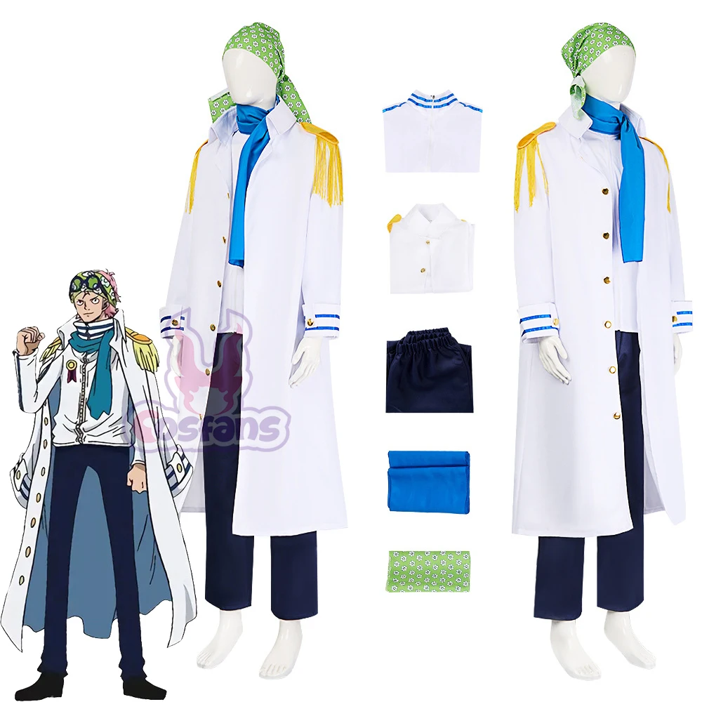 Coby Cosplay Costumes One Anime Piece MARINE Role Play Uniform Halloween Koby Cosplay Costume Long White Naval Officer Uniform