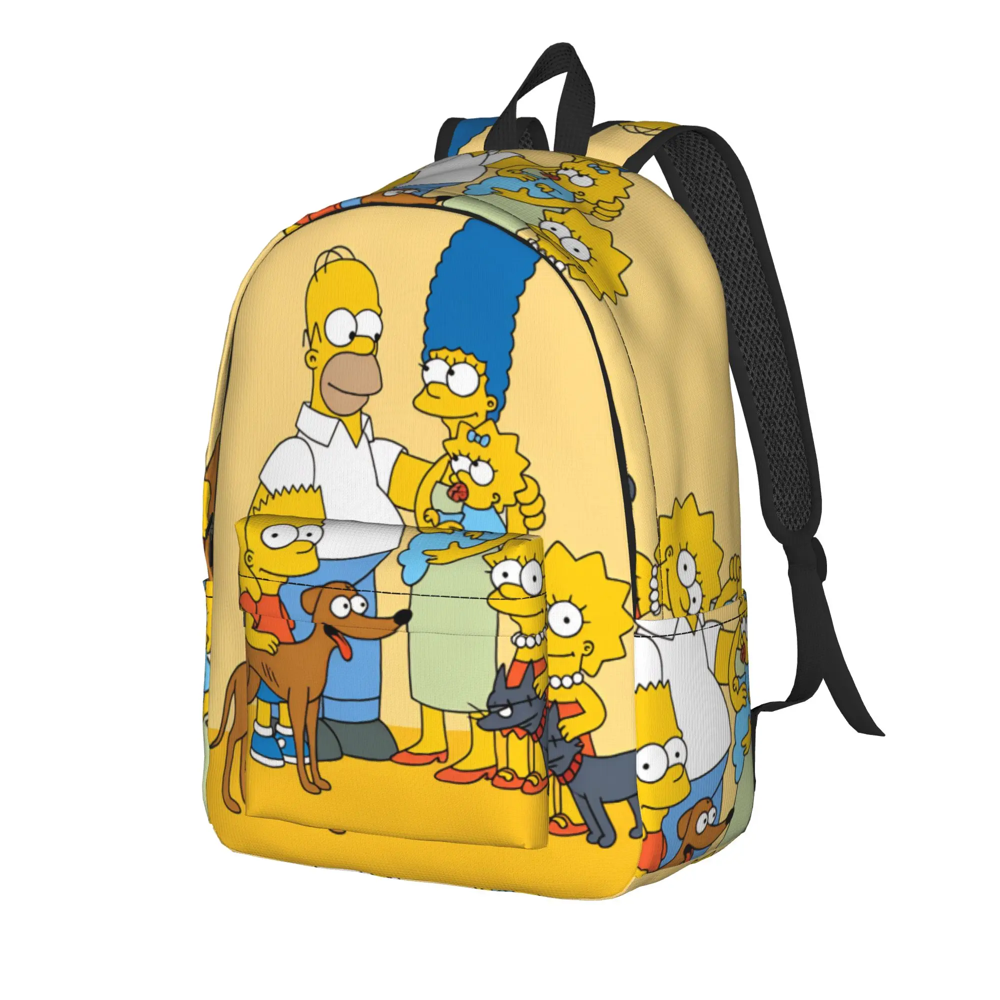 S-Simpsons Yellow Background Minimalist Family Backpack Male Large Backpacks Polyester High School Bags College Custom Rucksack