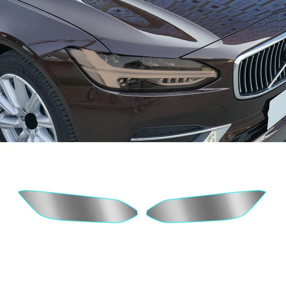 For Volvo S90 2017-2021 Car Headlight Protective Tint Film Smoke Black Transparent TPU Vinyl Wrap Sticker Pre-Cut Shape