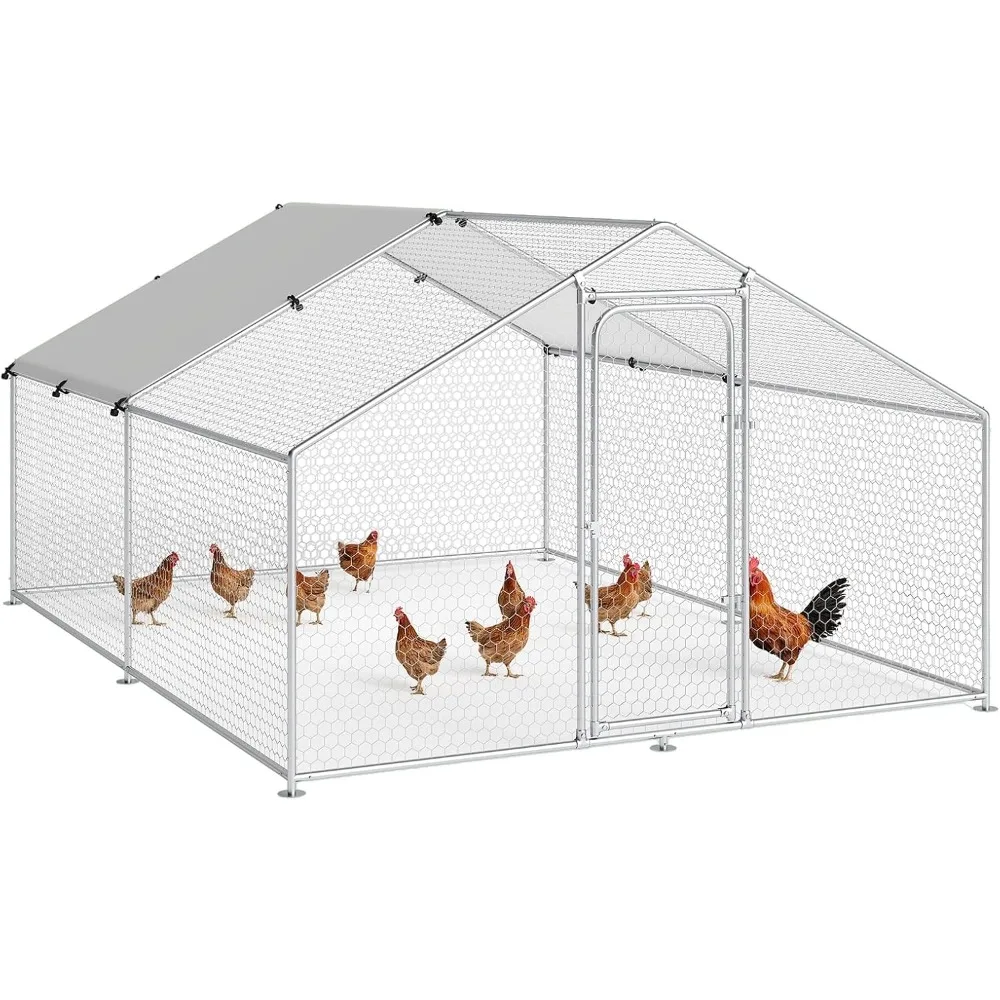 

Large Metal Chicken Coop with Waterproof and UV-Resistant Cover,Chicken Run Outdoor Walk-in Cage Rabbit Duck Hen House for Backy