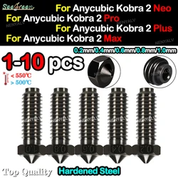1~10pcs  For Anycubic Kobra 2 Wholesale Nozzles For Kobra2/Kobra2 Pro/Neo Kobra2 Plus/Max Hardened 3D Printer Nozzle