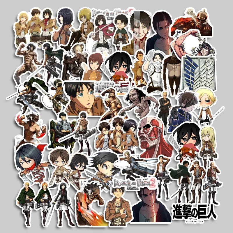 50PCS Anime Attack on Titan Graffiti Stickers for Bicycle Hand Account Pencil Case Decals