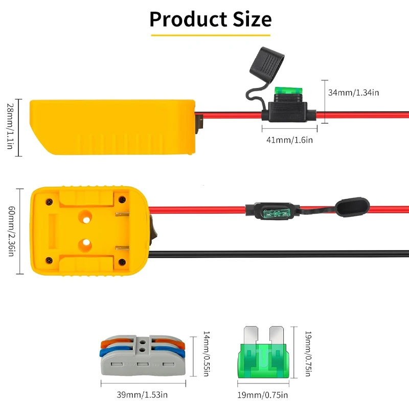 Imagem -06 - Adaptador Power Wheels para Dewalt Bateria de Lítio 18v 20v Adaptador de Bateria Faça Você Mesmo com Interruptor on e Off Fusível 30amp Brinquedos para Carros rc