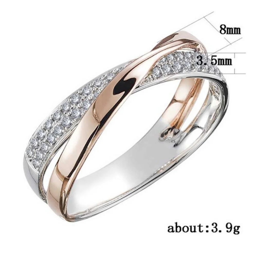 Newest Fresh Two Tone X Shape Cross Ring for Women Wedding Trendy Jewelry