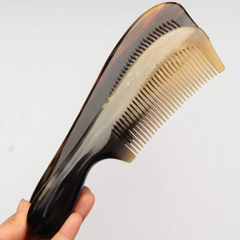 Horn Comb Genuine Ox Horn Hair Care Wide-Tooth Comb Sub Non-Knotted Scalp Massage Comb Handle Buffalo Horn Comb Wholesale