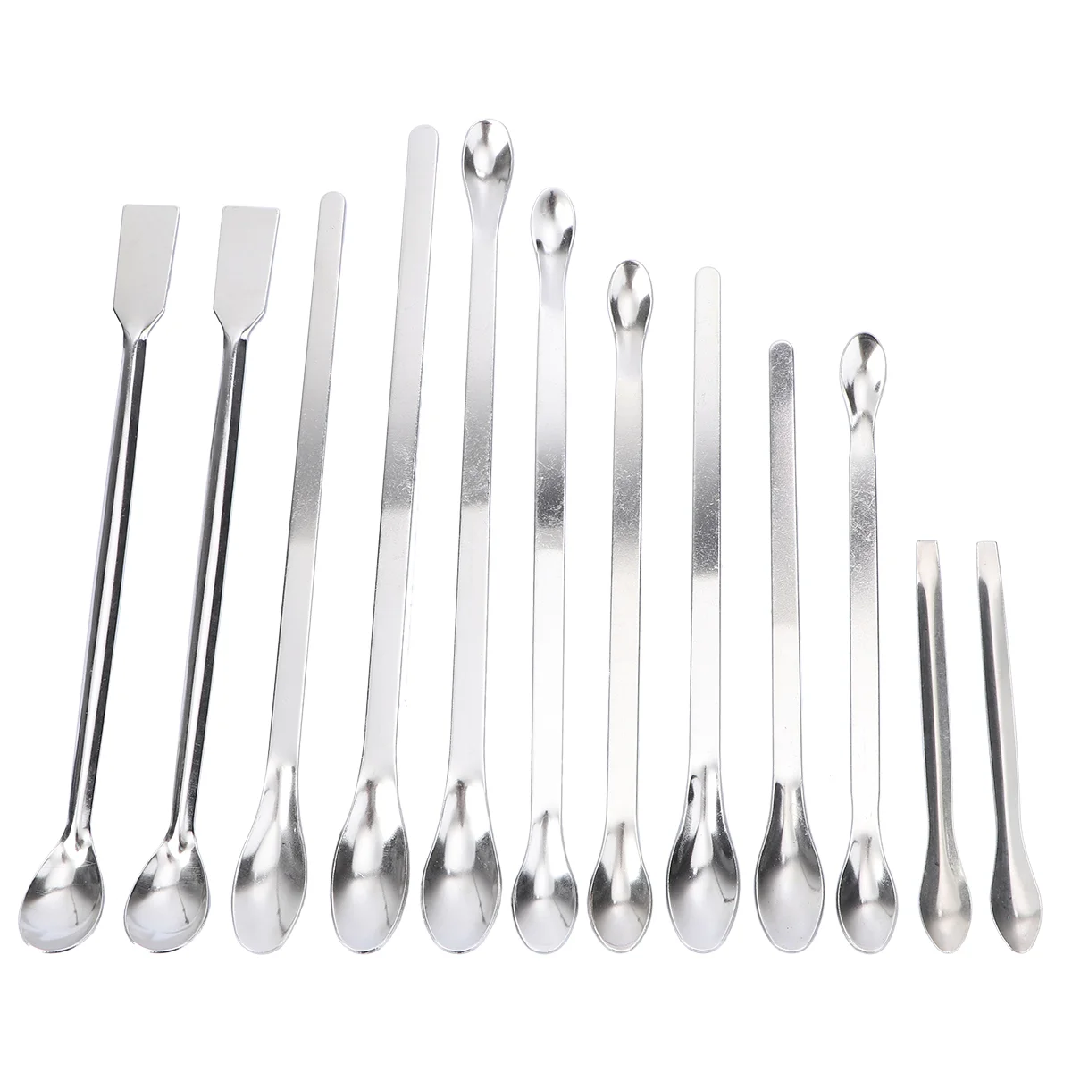 12 PCS Micro Laboratory Spoons Stainless Steel Disposable Mini Spatula Silver Medicine