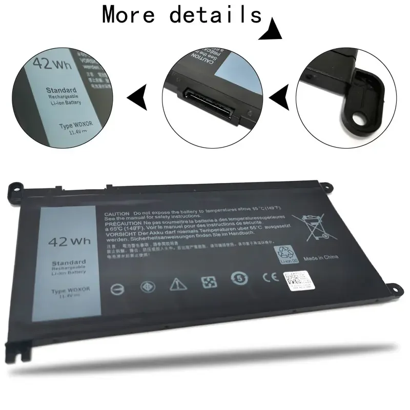 Imagem -02 - Wdxor-wdx0r Wdxor para Dell Inspiron 13 5368 5378 5379 7368 14 7460 P58f Fc92n 3crh3 T2jx4 Cymgm P69g001 0c4hcw 42wh