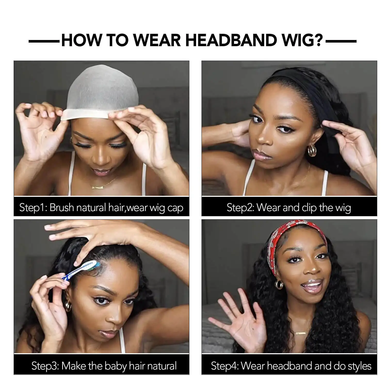 African Kinky Curly Synthetic Headband Wig 28 Inch Water Wave Ice Headband Wigs Long Curly Women\'s Daily Hairstyle Ladies Hair