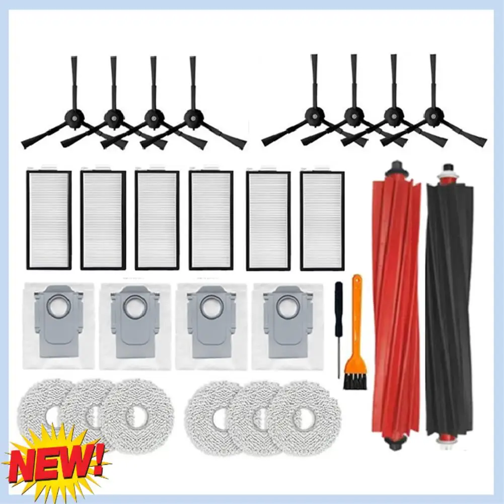 

AT14 28PCS Accessories Kit For Roborock Qrevo Master V20 P10S Pro Vacuum Replacement Main Side Brush Filter Mop Dust Bags