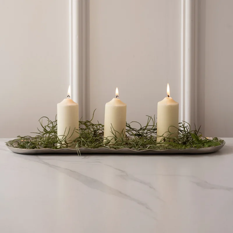 Modern light luxury matte tray oval long plate home decoration ornament