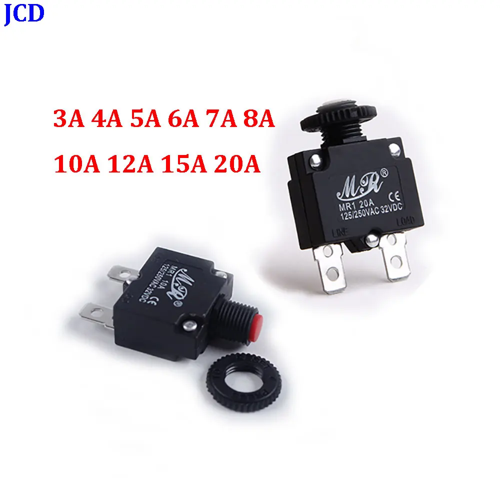 

2Pcs Circuit Breaker 220V 3A 4A 5A 6A 7A 8A 10A 12A 15A 20A Circuit Breaker Overload Protector Switch Fuse Resettable