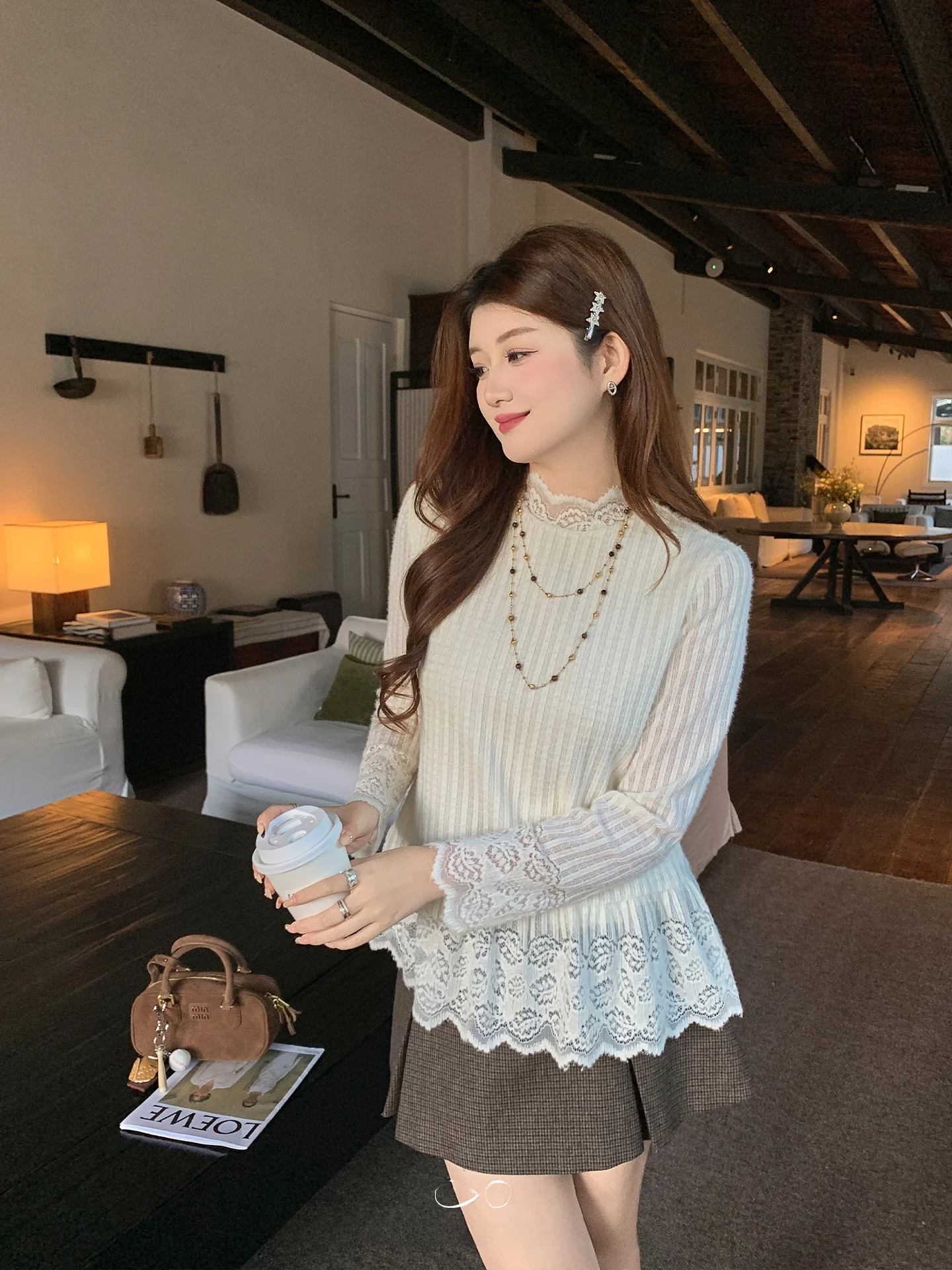 

Женская термокофта больших размеров с кружевом, свободного кроя, для похудения, с длинным рукавом, повседневная, из нейлона и спандекса