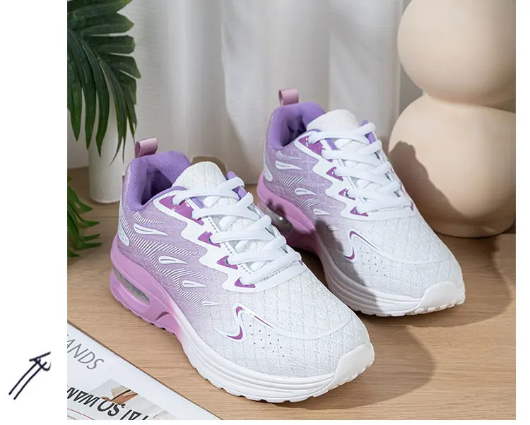 Frühling und Herbst Neue Damen Luftpolster-Sportschuhe Atmungsaktive Mesh-Leichtgewicht-Sneaker Modische Übergrößen-Fußbekleidung – Detail 11