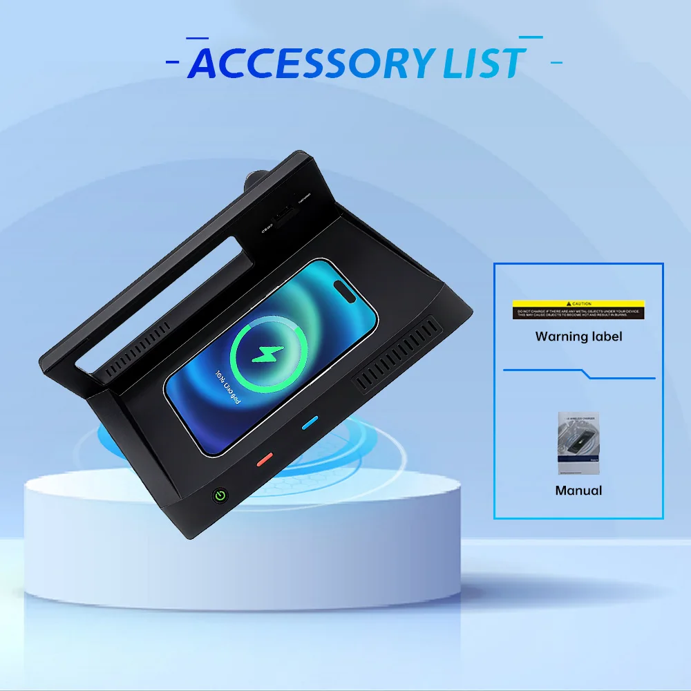 لوحة شحن لاسلكية للسيارة لسيارة Volkswagen Tiguan 2017-2024 شاحن الهاتف حامل الهاتف شحن سريع ملحقات ضبط #4