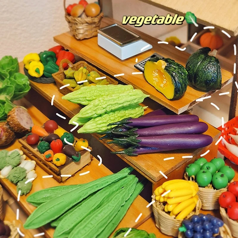 1Pc 1:12 Dollhouse Miniature Vegetables Food Resin Mini Bitter Melon Eggplant Luffa Supermarket Toys Kitchen Scene Decor Toys