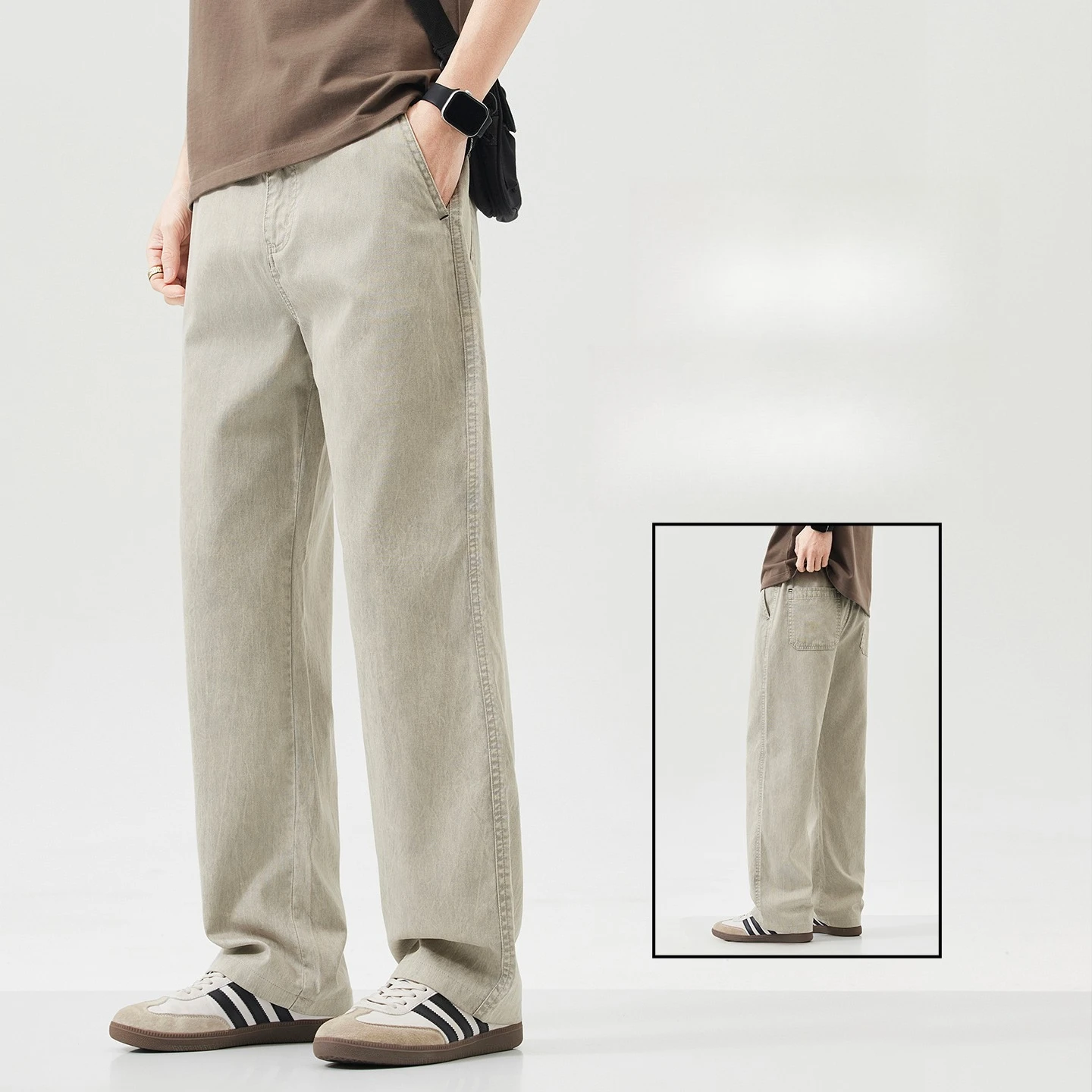Pantalon d'été de luxe pour homme en Lyocell, coupe droite ample, style streetwear, jambe large, res