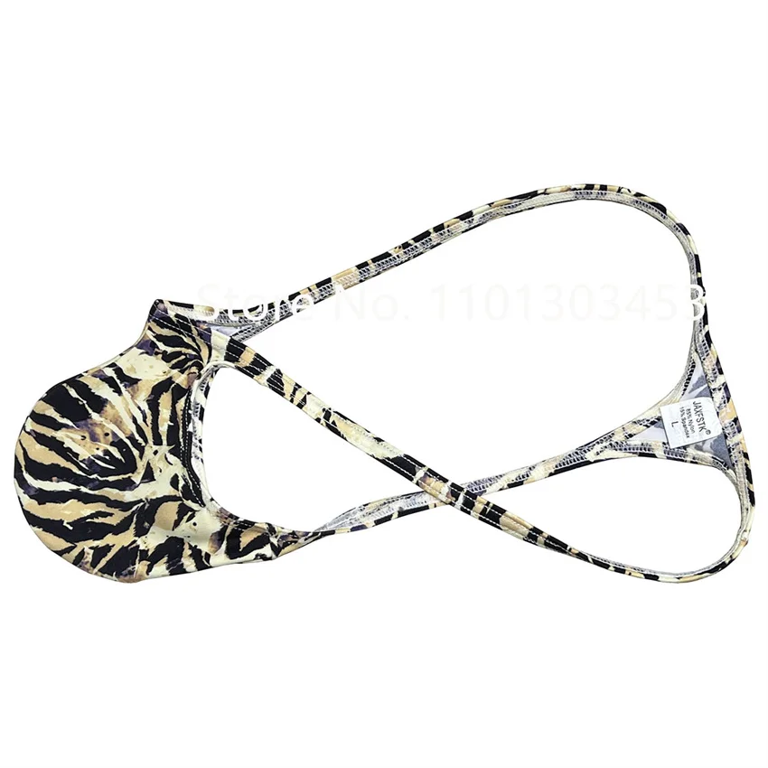 Men's Thongs Leopard Print Underwear Sexy Male Mini Bikini Briefs Lingerie G String Breathable Curvy Pouch Skimpy Silky Beach
