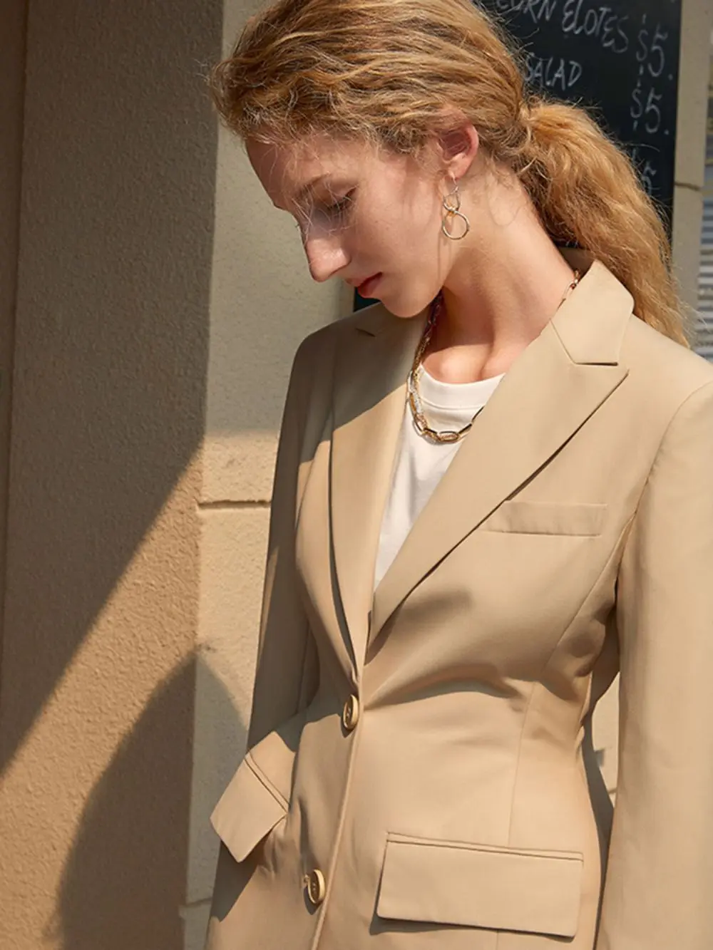 2023 New Slim Minimalist Blazer For Women Lapel Collar Office Ladies Coat Long Sleeve Solid Color Single Breasted Female Jacket