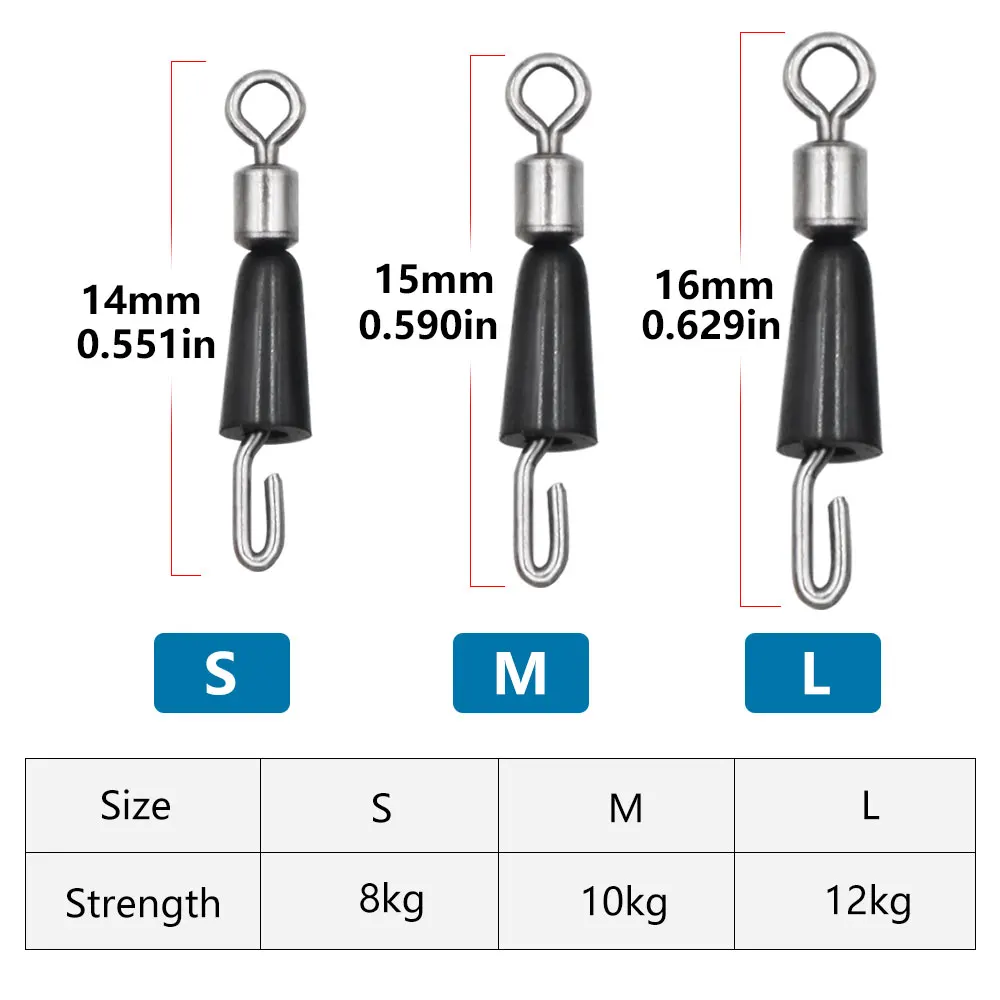 20 stücke Karpfen Angeln Zubehör Schnell Ändern Wirbel High-speed Rotation Flexibilität Snap Wirbel Für Haar Rig Connector Tackle – Detail 2
