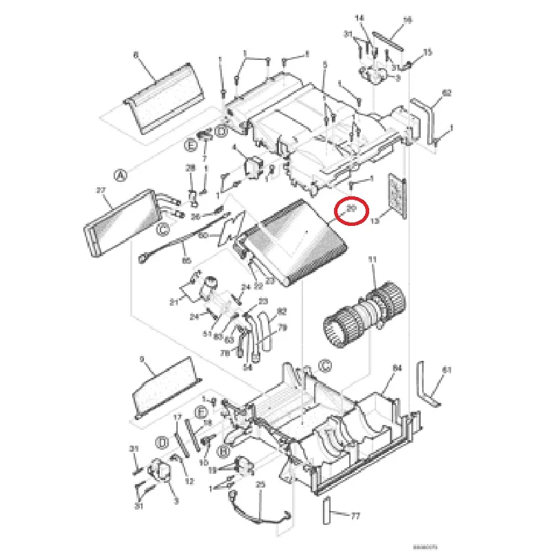 YN20M00107S020,EVAPORATOR AIR CONDITIONER  Kobelco Holland  E215B, E235BSR, SK210-8, SK200-8,SK350-8, ED150-2, SK170-8,