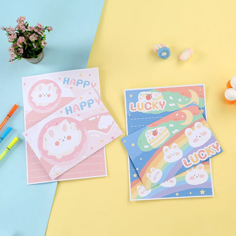 10 Envelopes 10 Letter Paper Combination Cute Creative Envelope Cartoon Rabbit Letter Paper Set Activity School Anniversary