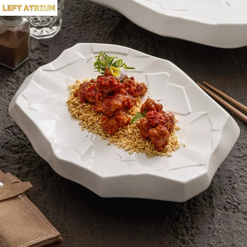 Thickened Ceramic Dining Plate Western Style Steak Plate Sushi Plates Sting Disc Dessert Plates Fruit Dish Salad Bowl Snack Tray