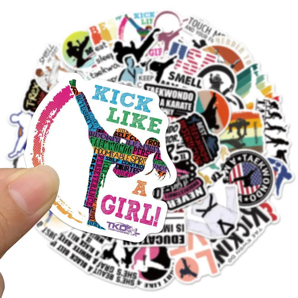 50 Uds Cool Taekwondo Kung Fu Graffiti pegatina impermeable personalidad decorativa creativa monopatín casco guitarra pegatina calcomanía