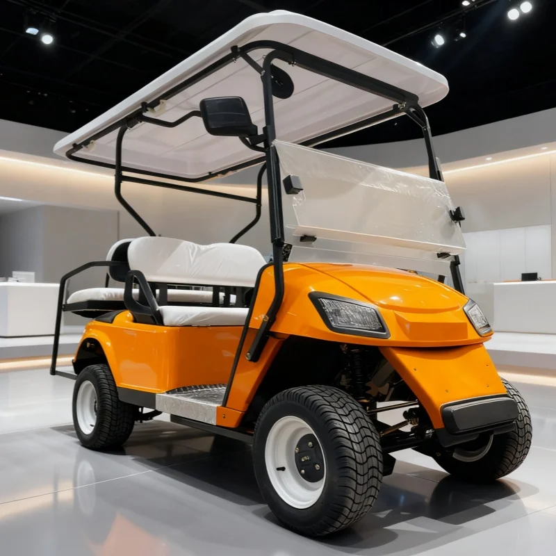 72V Lithium Battery Powered Golf Cart 2+2 4+2 Seater Front Bumper And Front Basket Touch Screen Multi - Media Electric Golf Cart