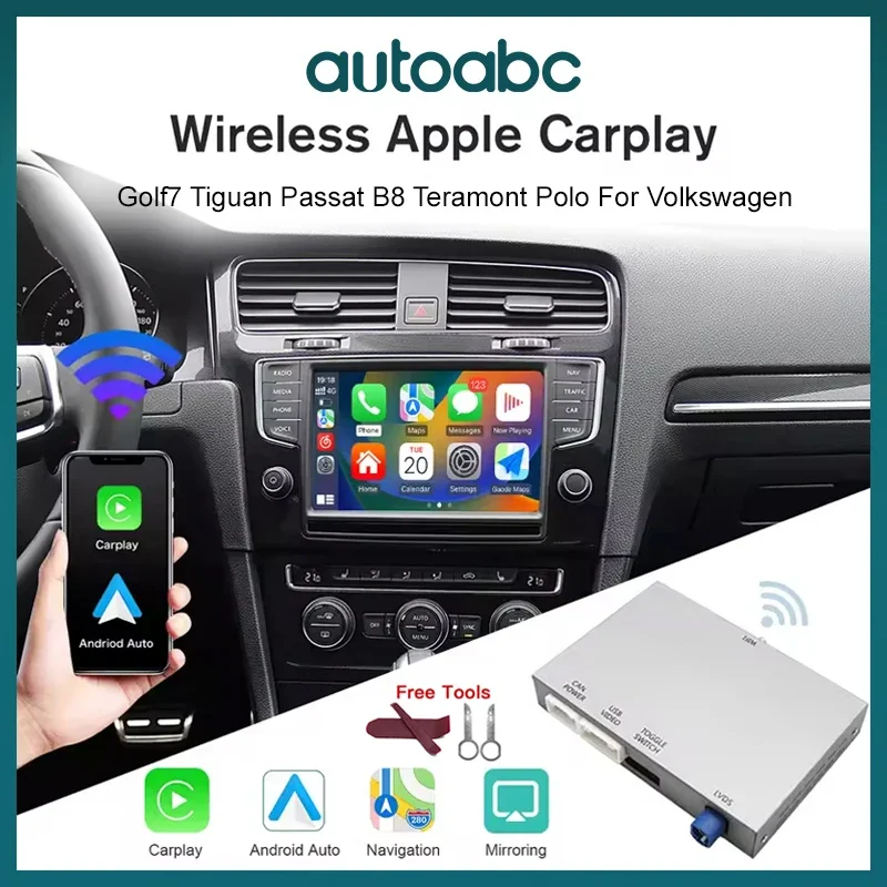 Kabelloses CarPlay Android Auto Modul für VW Golf 7 7.5 Passat B8 Polo Tiguan Skoda Octavia MIB1 MIB2 Kamera Mirror Link