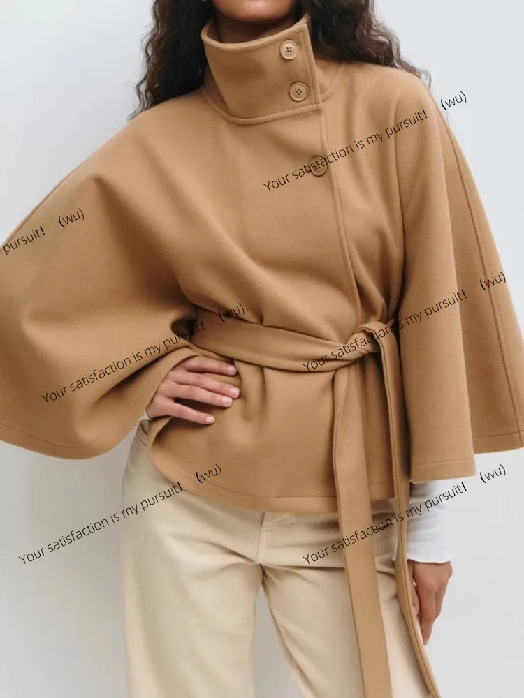 

Женское повседневное пальто ZOCI-Y2K, новая мода осенью и зимой, однотонная накидка, ремень на пуговицах, плащ.