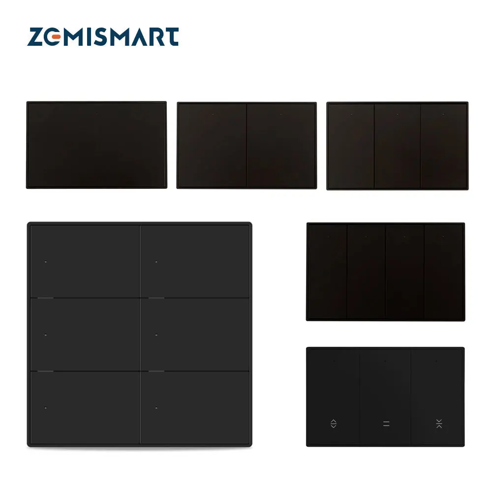 

Zemismart Tuya Zigbee Black Wall Light Switch 1 2 3 4 6 Gangs US AU Interruptor with Neutral Curtain Switch Alexa Google Home