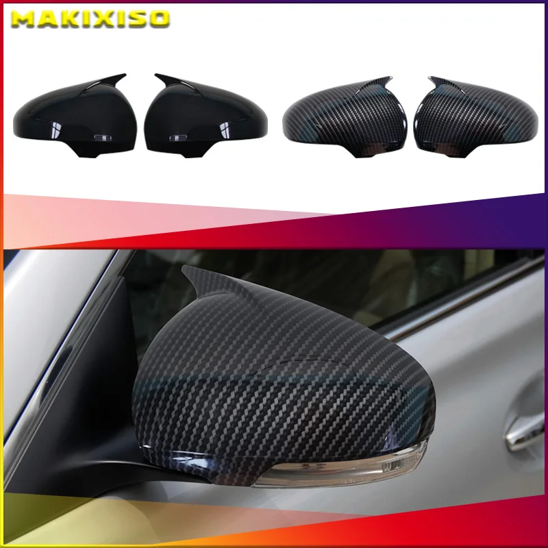 

For Toyota Mark X Reiz 2010-2017 Rearview Side Mirror Cover Wing Cap Exterior Door Rear View Case Trim Carbon Fiber Look Black
