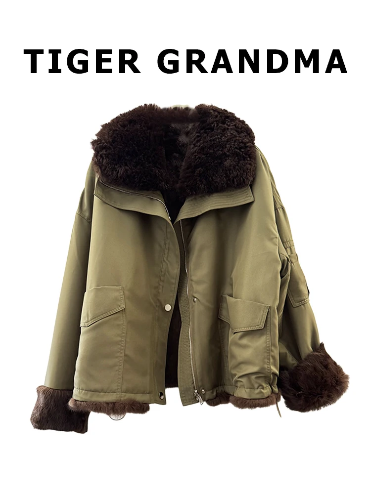 

Двусторонняя куртка-парка из овечьего и кроличьего меха: практичная, роскошная, модная, стильная женская верхняя одежда