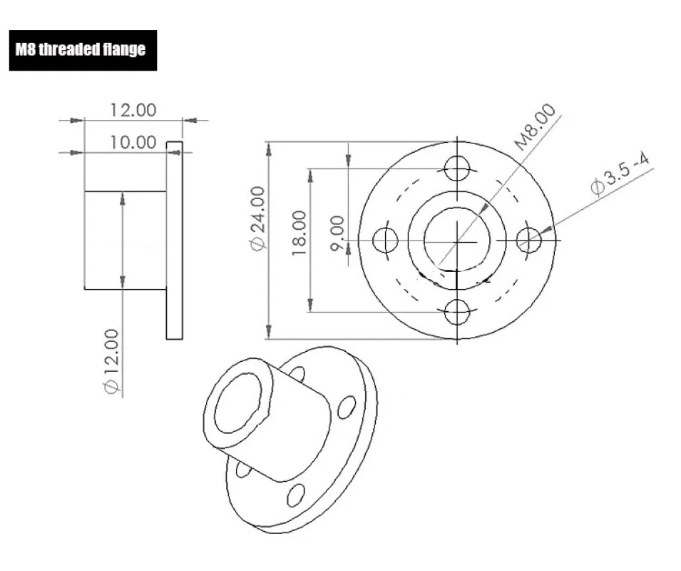 Flange do motor de engrenagem dc m6/m8 rosca ortodôntica/rosca negativa m8 adequada para eixo rosqueado correspondente porca eixo rosqueado