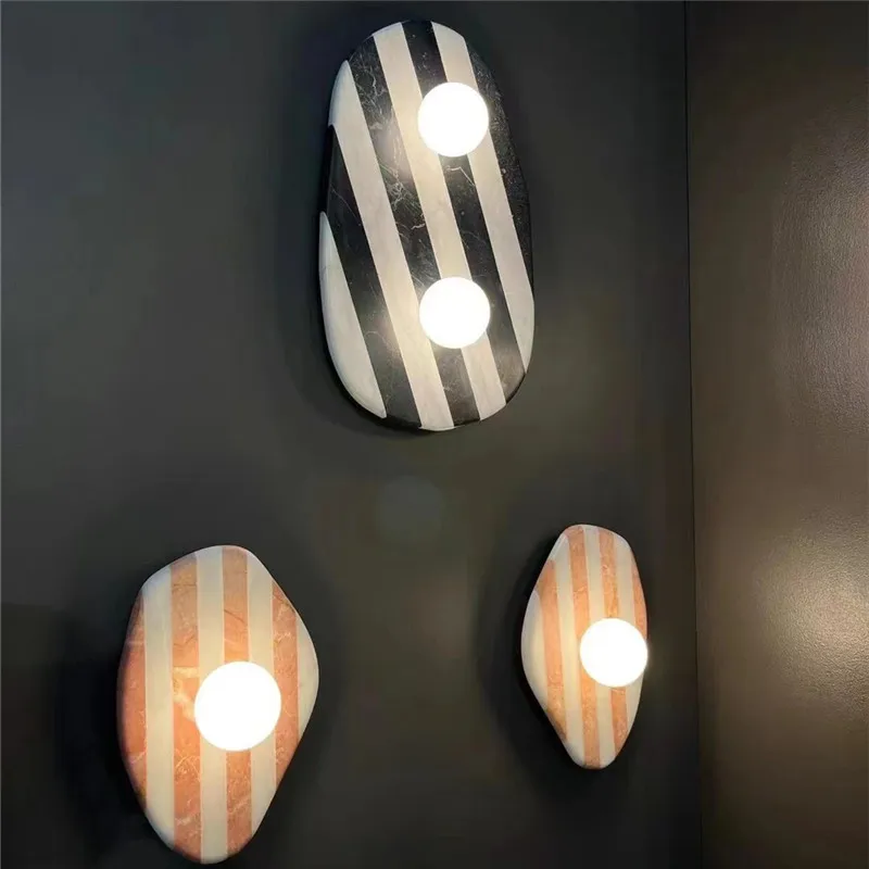 Luz de parede de mármore natural Lâmpada de parede designer para casa Decoração interior Corredor Sala de estar