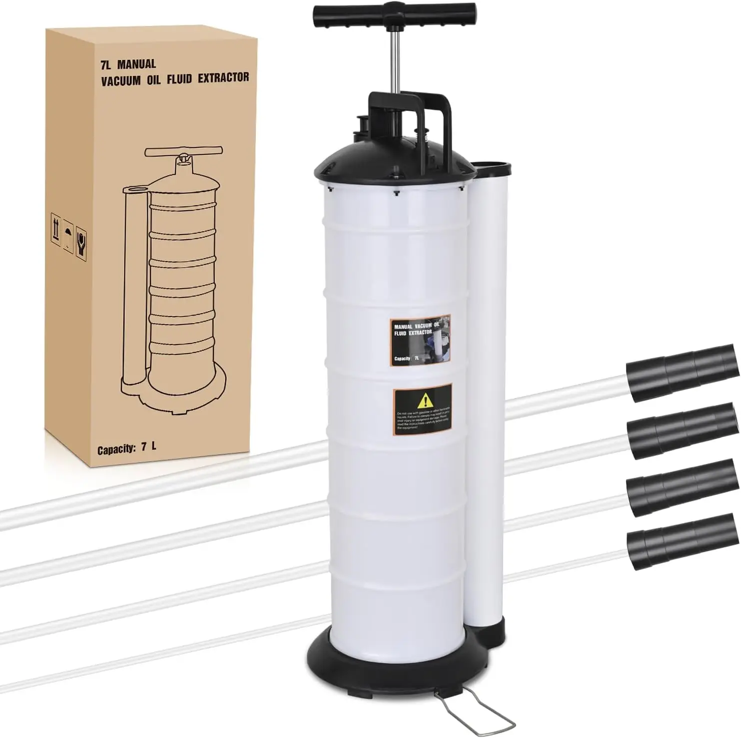 Nilight Oil Extractor Pump for Oil Change Vacuum Pump 7L Manual Fluid Extractor Tools Kit with 4 Tubes and Storage Hole Oil Suction Pump Extractor for Automotive Boats Fluid Vacuum Evacuation Transfer
