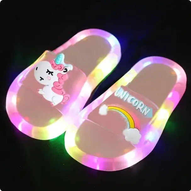 2024 Summer Girl Slippers Children LED Kid Slippers Baby Bathroom Sandals Kids Shoes for Girl Boys Light Up Shoes Toddler 구두 New