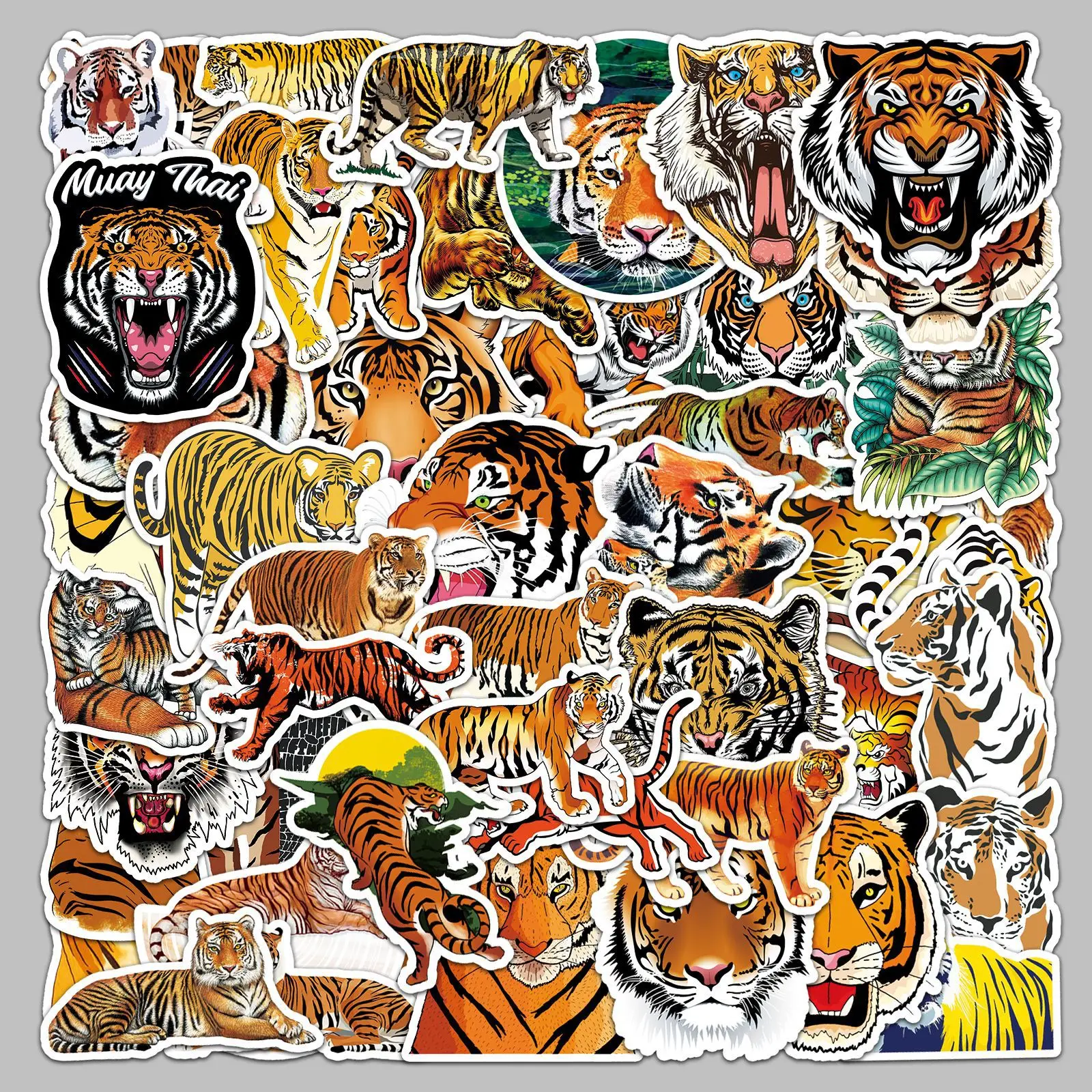 

50Pcs Cartoon Fierce Tiger Series Graffiti Stickers For Mobile Phone Shell Skateboard Decorative Stickers DIY Toy Sticker Pack