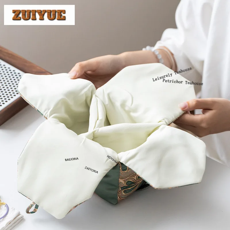 Ginkgo Cloud Veil Brocade Cotton Cloth Tea Cozies Handmade Tea Cozy For Teapot Portable Bag Travel Tea Set Bag Teaset Craft