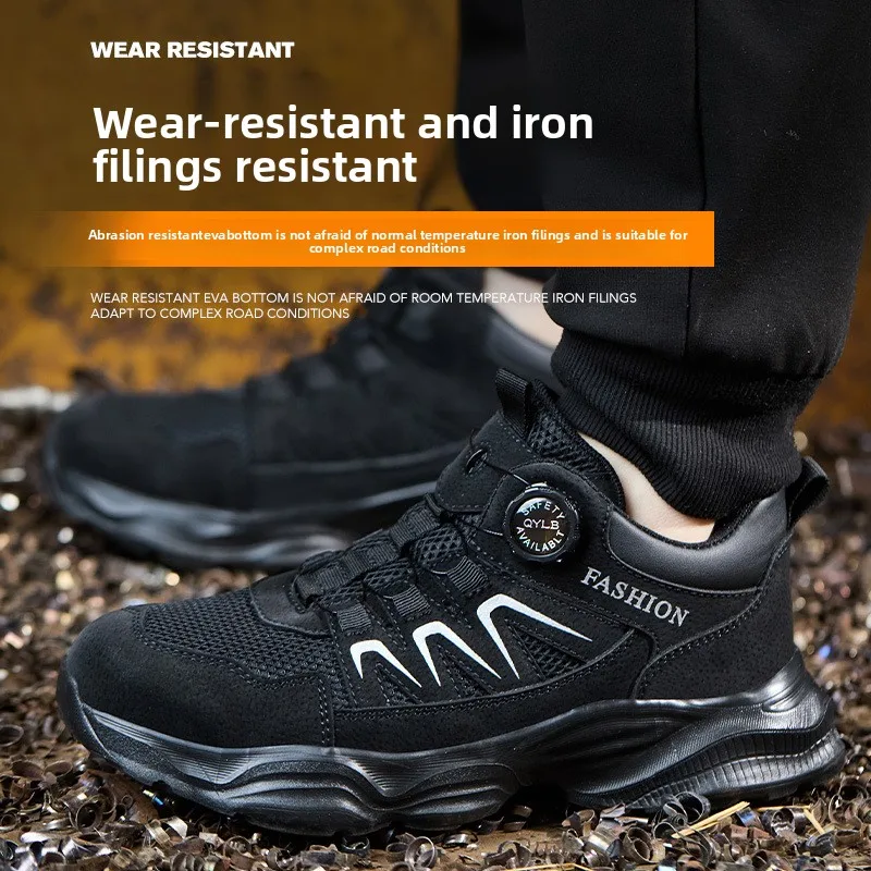Sapatos de trabalho leves com biqueira de aço, botas de segurança industrial, sapatos de segurança anti-perfuração para construção, tênis de proteção para o trabalho._voghion.com