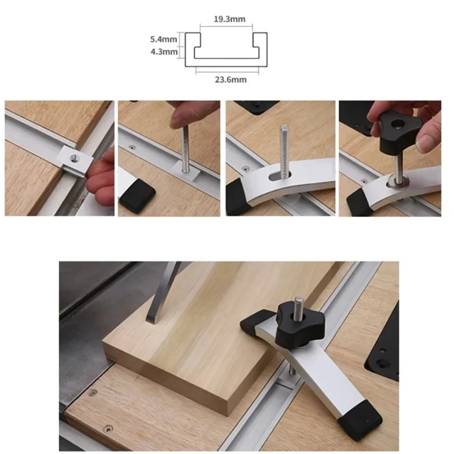 Abrazadera de sujeción de pista en T de acción rápida con pernos en T y Silder, abrazaderas de carpintería de aleación de aluminio para enrutadores, prensas de taladro CNC, 1 unidad