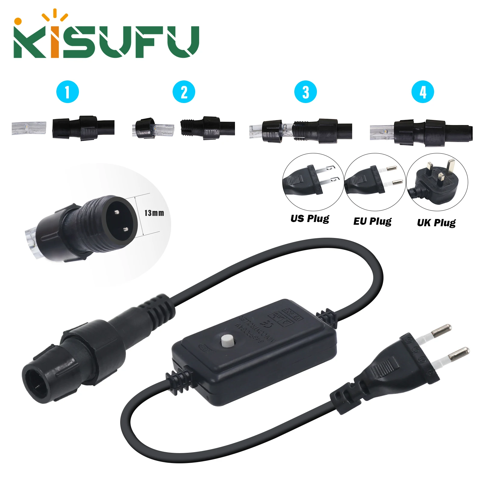 220 V 230 V 110 V 8 Modi Netzteil Stecker Für 2 Draht RGB/Einzel Farbe 360 Runde Neon Seil Licht US EU UK Power Stecker Stecker