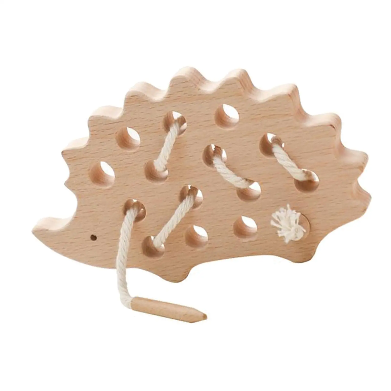 Wooden Lacing Threading Board Educational and Learning Hedgehog Wood Threading Toys Montessori Activity Toy for 3 4 5 Years Old