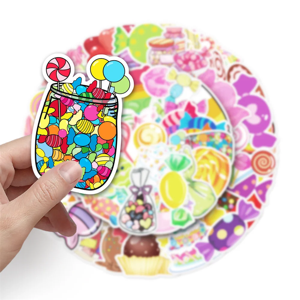 50pcs Cartooon Bonbon Candy Lollipop Sticker For Stationery Laptop Phone Guitar Scrapbooking Supplies Scrapbook Kids Stickers