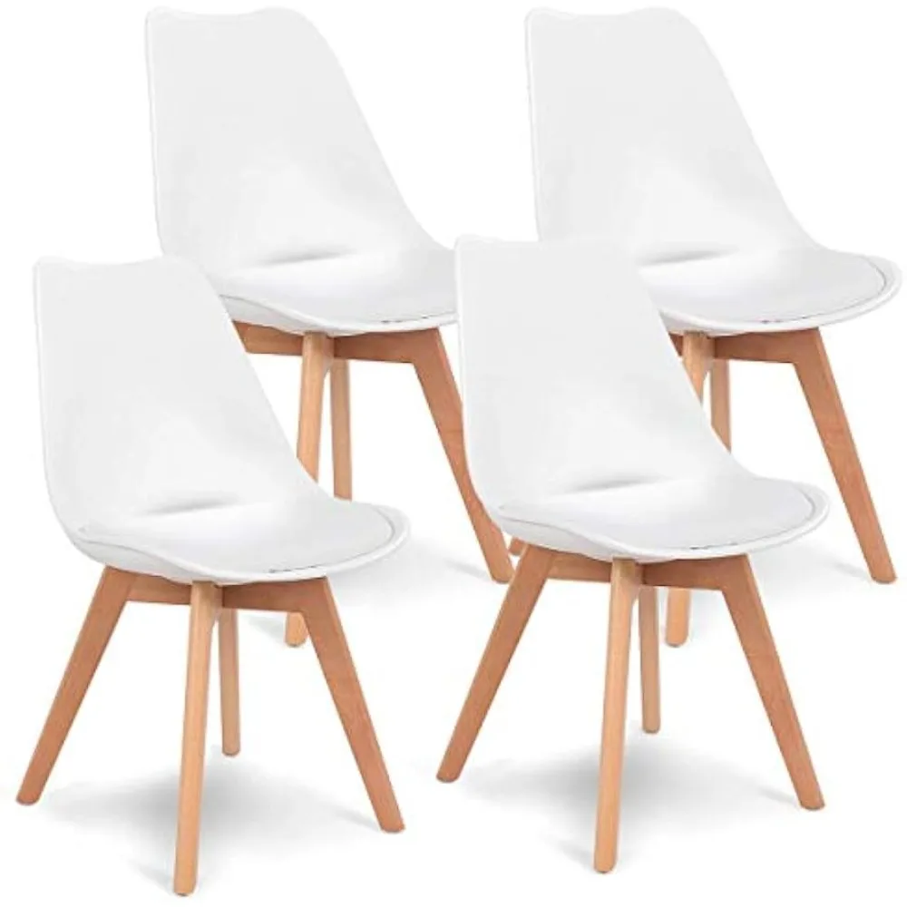 

4 PCS Mid Century Dining Chairs Modern Home Dining s White, Dining Chairs