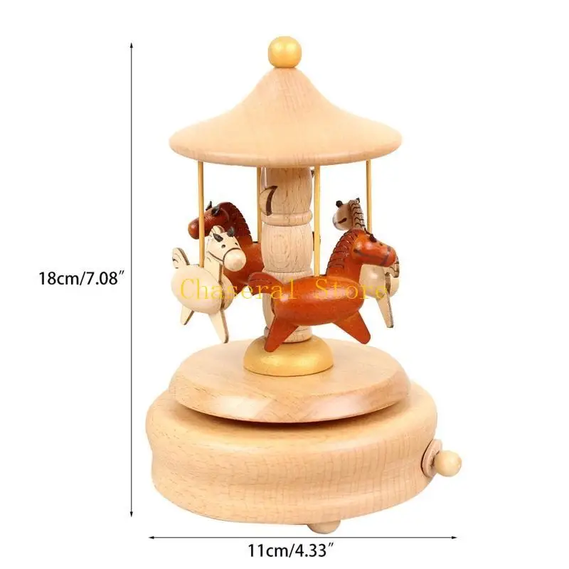 E7CE CLOCKWORK Musical Box Toy Wooden Music Box Music Carousel DECARE DELLA delicata Desktop Decor Regalo per l'anniversario