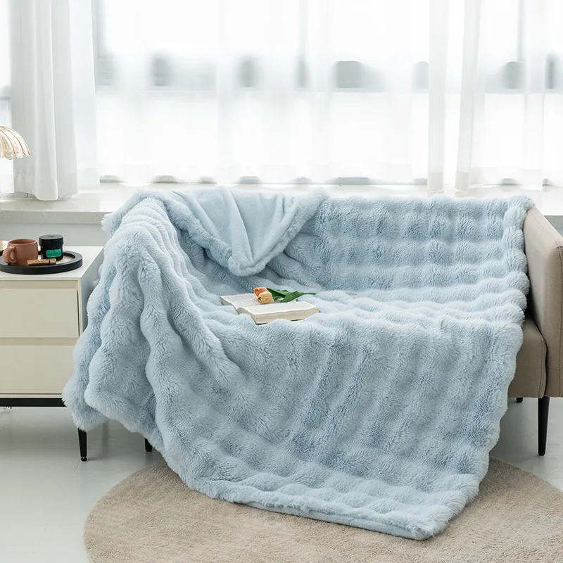 Luxury Soft Faux Fur Throw Blanket Fuzzy Plush Bedspread On The Bed Plaid Sofa Cover Blankets And Throws For Living Room Bedroom