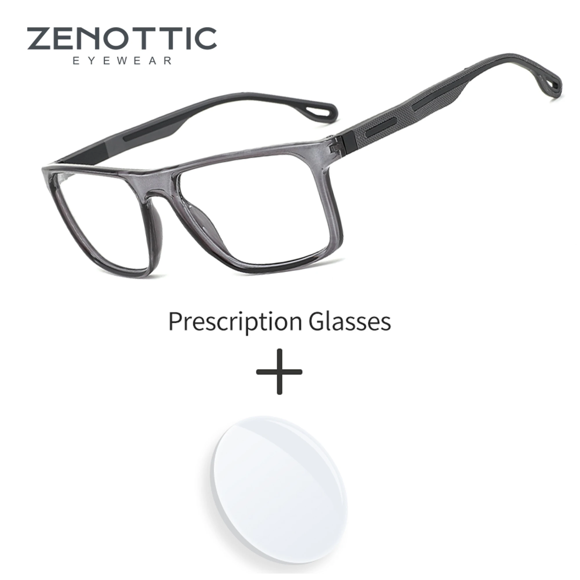 

ZENOTTIC Men Fashion Square Progressive Prescription Glasses Acetate Frame Myopia Correction With Photochromic